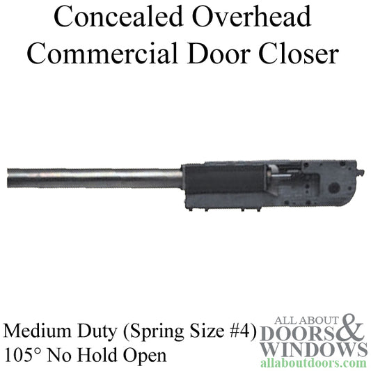 Medium Duty Concealed Overhead Commercial Door Closer, 105° No Hold Open