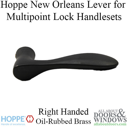 New Orleans Lever Handle for Right Handed Multipoint Lock Handlesets - Oil-Rubbed Brass