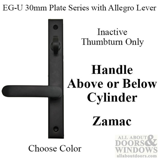 G-U Allegro Handle & 30mm Plate, Zamac, Inactive, Thumbturn Only (Handles DO Move) Choose Color