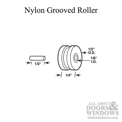 Roller (Grooved) - Sliding Windows, Aluminum / Nylon - Roller (Grooved) - Sliding Windows, Aluminum / Nylon