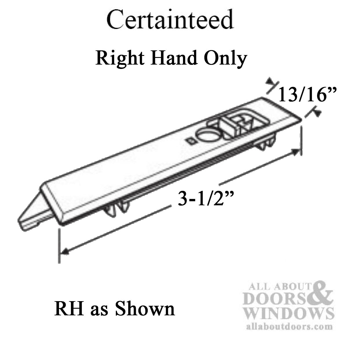 Certainteed Tilt Latch, Snap in style, RIGHT ONLY - Certainteed Tilt Latch, Snap in style, RIGHT ONLY