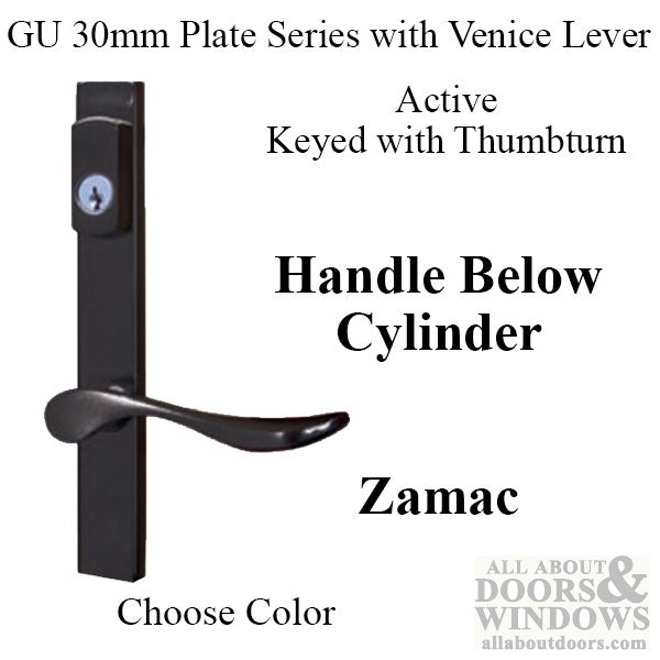 G-U Venice Handle & 30mm Plate, Zamac, Active, Key & Thumbturn (Handle Below Cylinder) Choose Color - G-U Venice Handle & 30mm Plate, Zamac, Active, Key & Thumbturn (Handle Below Cylinder) Choose Color