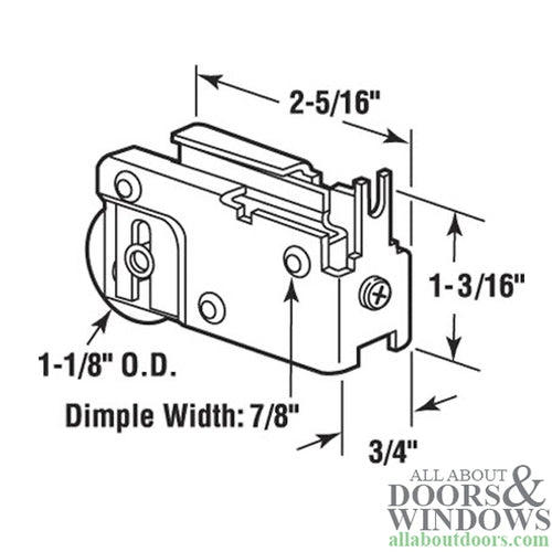 Roller Assembly for Sliding Patio Doors with Adjustable Steel Housing 1.125 Inch Steel Ball Bearing Wheel Diameter - Roller Assembly for Sliding Patio Doors with Adjustable Steel Housing 1.125 Inch Steel Ball Bearing Wheel Diameter