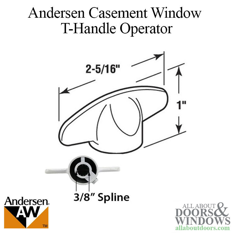 Andersen T-Handle 3/8 spline Casement / Awning windows - 2 colors - Andersen T-Handle 3/8 spline Casement / Awning windows - 2 colors