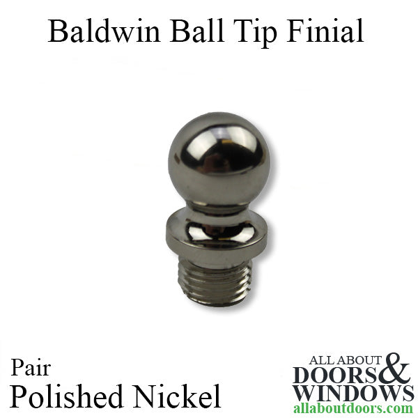 Baldwin Ball Tip Finial for Square Corner Hinge - Polished Nickel - Baldwin Ball Tip Finial for Square Corner Hinge - Polished Nickel