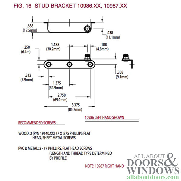 Truth Stud Bracket #10986, Left Hand, E-Gard Finish - Truth Stud Bracket #10986, Left Hand, E-Gard Finish