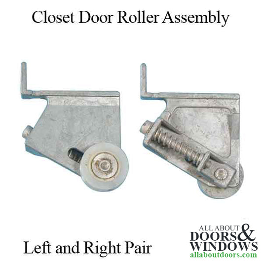 Closet door roller assembly, Left and Right pair, 1" wheel