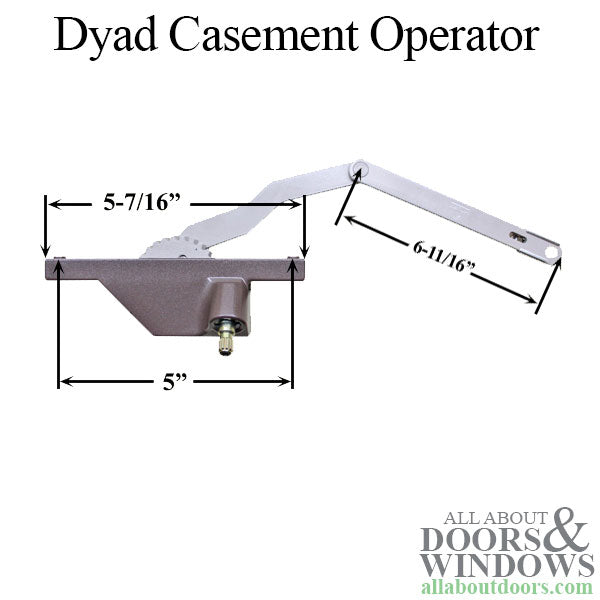 Right Hand 6-11/16 Inch Rear Face Mounted Dyad Casement Operator for Window - Choose Color - Right Hand 6-11/16 Inch Rear Face Mounted Dyad Casement Operator for Window - Choose Color