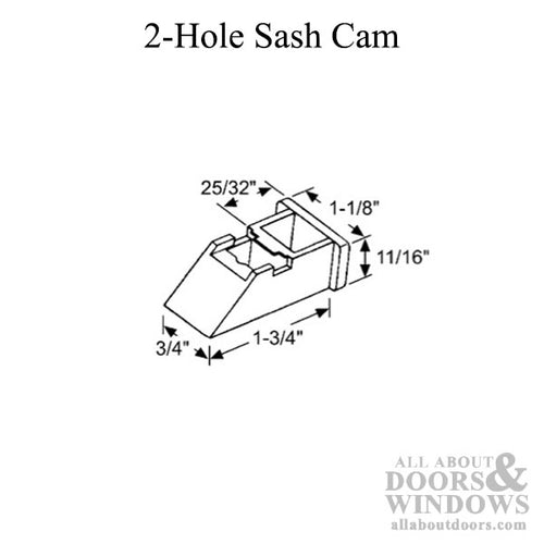 Sash Cam, 60 Series, 2 hole - White - Sash Cam, 60 Series, 2 hole - White