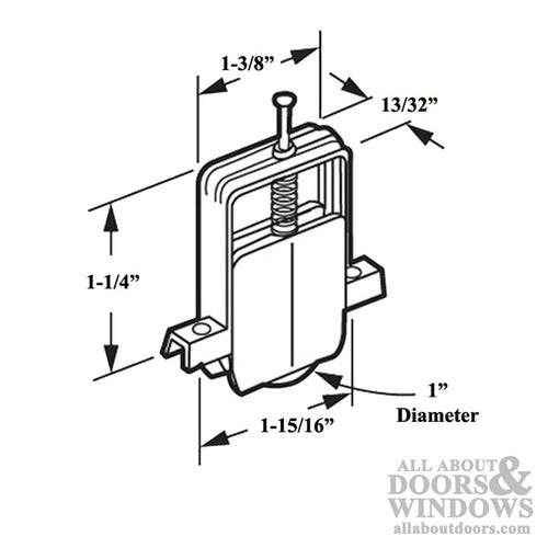 Roller Assembly with 1 Inch Nylon Wheel for Sliding Screen Door - White - Roller Assembly with 1 Inch Nylon Wheel for Sliding Screen Door - White