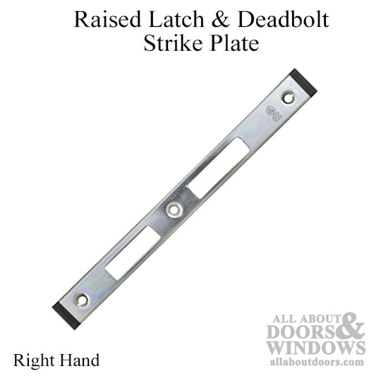 Strike Plate, Raised Latch & Deadbolt,  24mm x 227mm x 6mm - Right