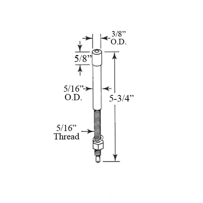 5/16 Inch Threaded Bottom Pivot Rod – Metal Bi-Fold Door Hardware - 5/16 Inch Threaded Bottom Pivot Rod – Metal Bi-Fold Door Hardware