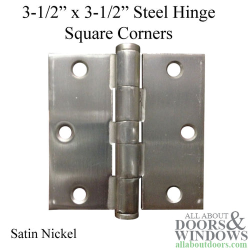 3.5 x 3.5 inch, Square Corners, Steel Hinges, 3-Pack, Satin Nickel - 3.5 x 3.5 inch, Square Corners, Steel Hinges, 3-Pack, Satin Nickel