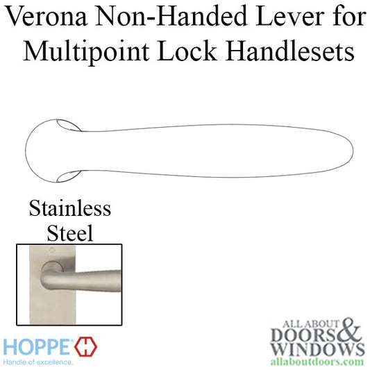 Verona Non-Handed Lever Handle for Multipoint Lock Handlesets - Stainless Steel