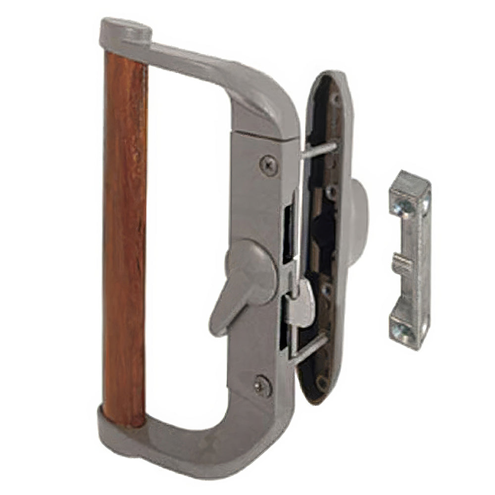 Handle Set For Sliding Patio Doors Thumb Turn with Steel Hook 3-1/2 Inch Hole Center - Handle Set For Sliding Patio Doors Thumb Turn with Steel Hook 3-1/2 Inch Hole Center