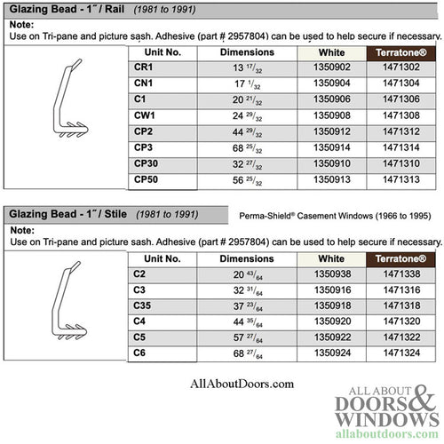Andersen Casement and Picture window vinyl bead for 1