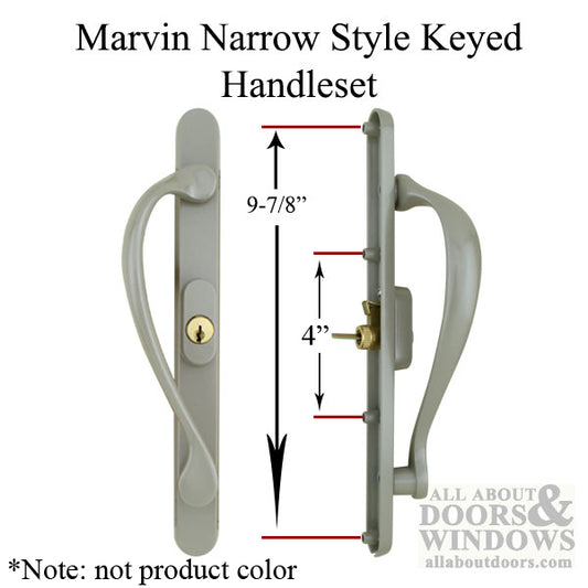 Marvin Active Keyed, Narrow Sliding Door Handle, Center Thumb - PVD Oil Rubbed Bronze