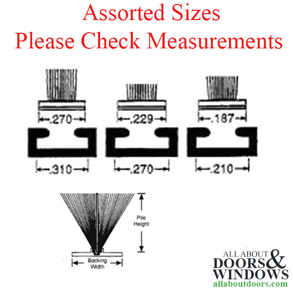 Fuzzy Weatherstrip .187 T-Backing x .270 Pile, with Fin Seal - Fuzzy Weatherstrip .187 T-Backing x .270 Pile, with Fin Seal