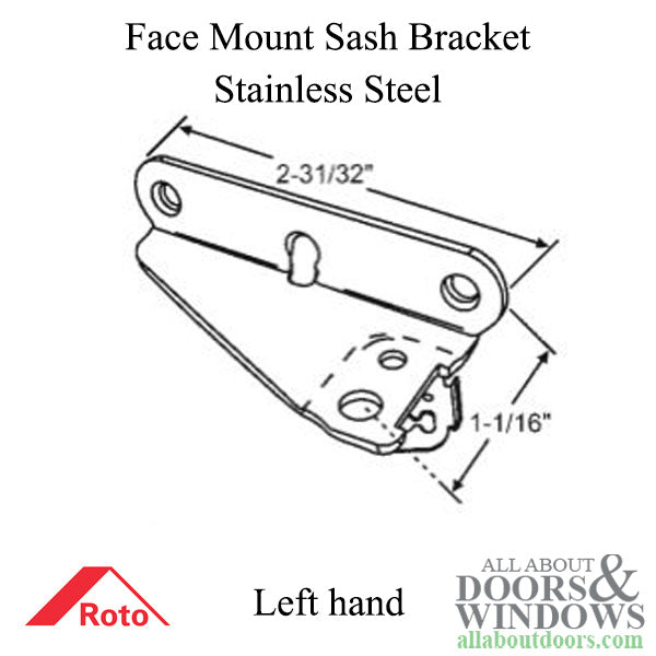 Roto Sash Bracket Assembly 35mm Face mount, Left Hand - Roto Sash Bracket Assembly 35mm Face mount, Left Hand