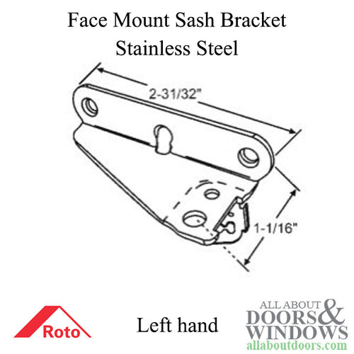 Roto Sash Bracket Assembly 35mm Face mount, Left Hand - Roto Sash Bracket Assembly 35mm Face mount, Left Hand