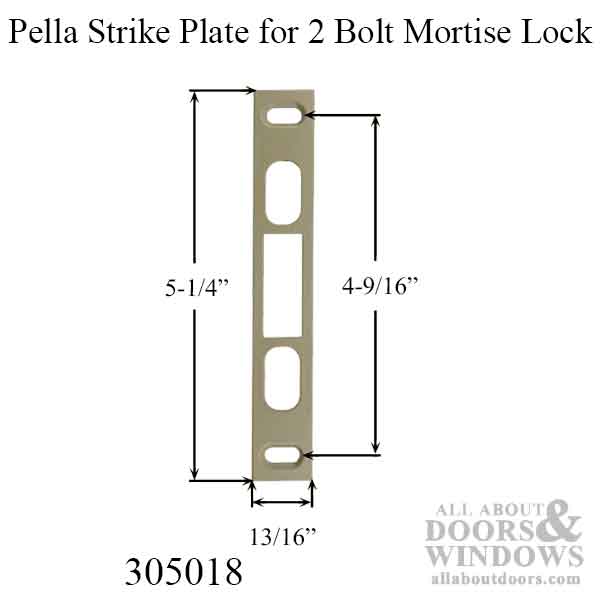 Pella 2‑Bolt Mortise Lock Strike Plate - Pella 2‑Bolt Mortise Lock Strike Plate