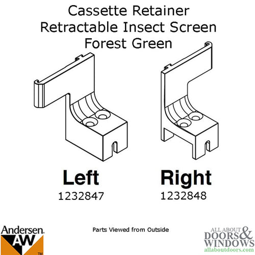 Andersen Frenchwood Gliding Doors - Cassette Retainer - Insect Screen Retractable - Left - Forest Green - Andersen Frenchwood Gliding Doors - Cassette Retainer - Insect Screen Retractable - Left - Forest Green