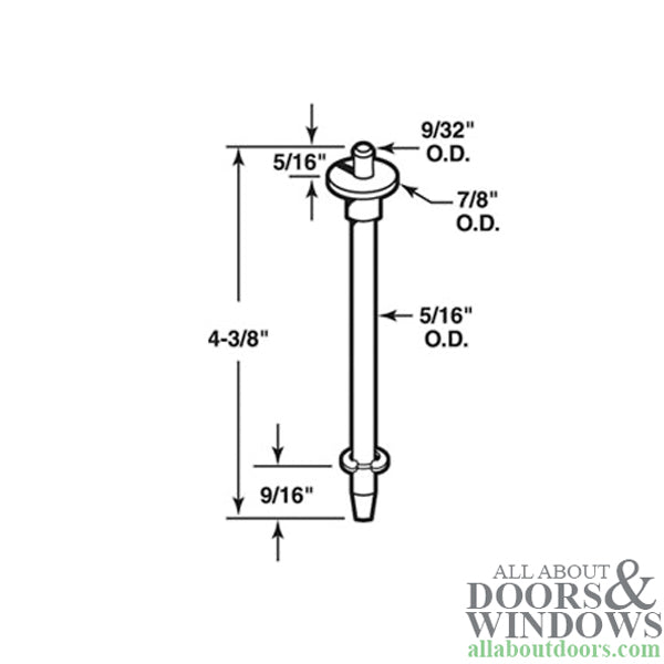 Pivot Rod, 5/16 inch, Top, Metal bi-fold Door - Pivot Rod, 5/16 inch, Top, Metal bi-fold Door