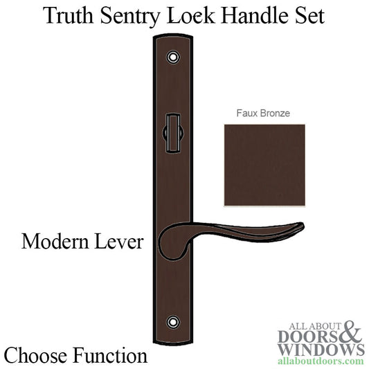 Truth Sentry Lock Handle Set, Modern, Painted over Zinc, Faux Bronze