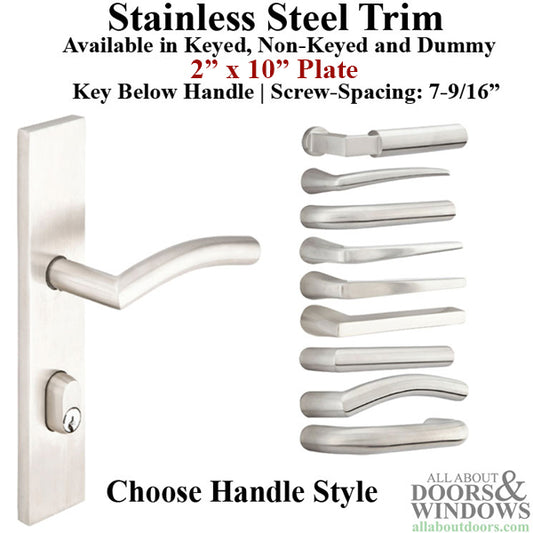 Multipoint Trim, 2 x 10 inch, American Cylinder Stainless Steel Handleset, Choose Options