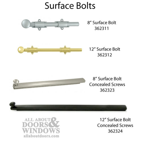 12'' Concealed Screw Surface Bolt, Brass - Choose Finish - 12'' Concealed Screw Surface Bolt, Brass - Choose Finish