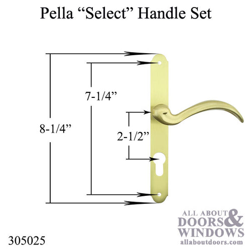 Pella Select 6000 Series Mortise Lock Storm Door Hardware Trim - Brushed Brass - Pella Select 6000 Series Mortise Lock Storm Door Hardware Trim - Brushed Brass