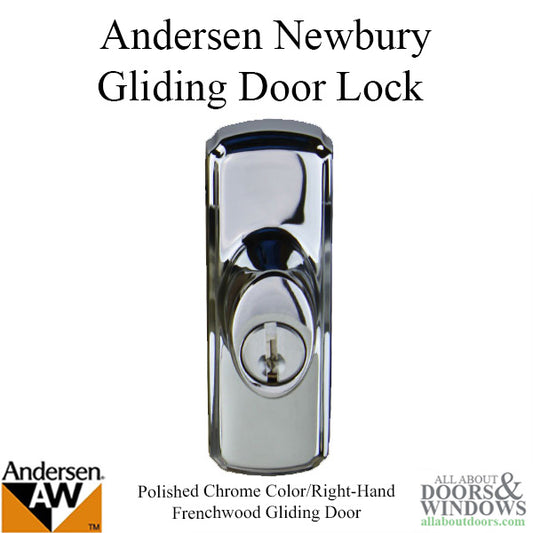 Andersen Frenchwood Gliding Door Hardware - Newbury Lock Assembly - Chrome - Right-Handed