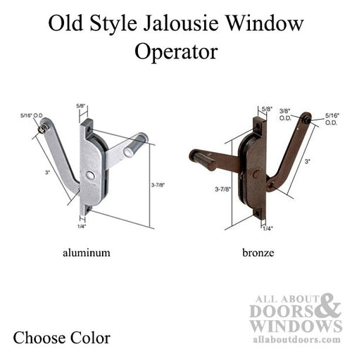 Old Style Jalousie or Louver Window Operator, Lever, 3 Link, Left Hand - Choose Color - Old Style Jalousie or Louver Window Operator, Lever, 3 Link, Left Hand - Choose Color