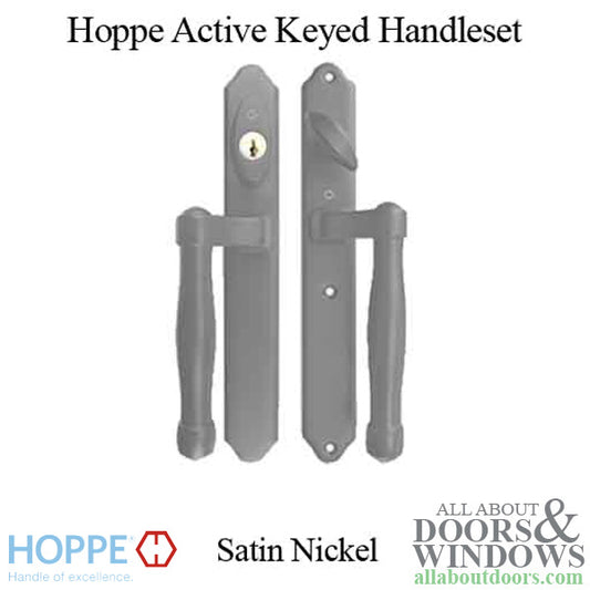 HOPPE HLS 9000 Sliding Door Handle Set Active Keyed Satin Nickel