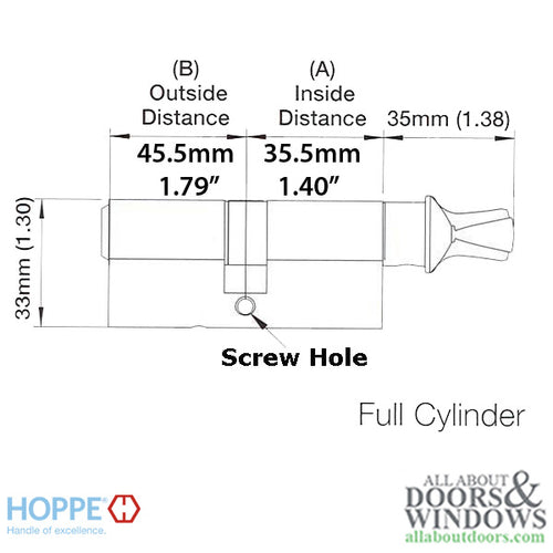 35.5/ 45.5 CES 90 Euro profile cylinder lock Offset - White - Discontinued - 35.5/ 45.5 CES 90 Euro profile cylinder lock Offset - White - Discontinued