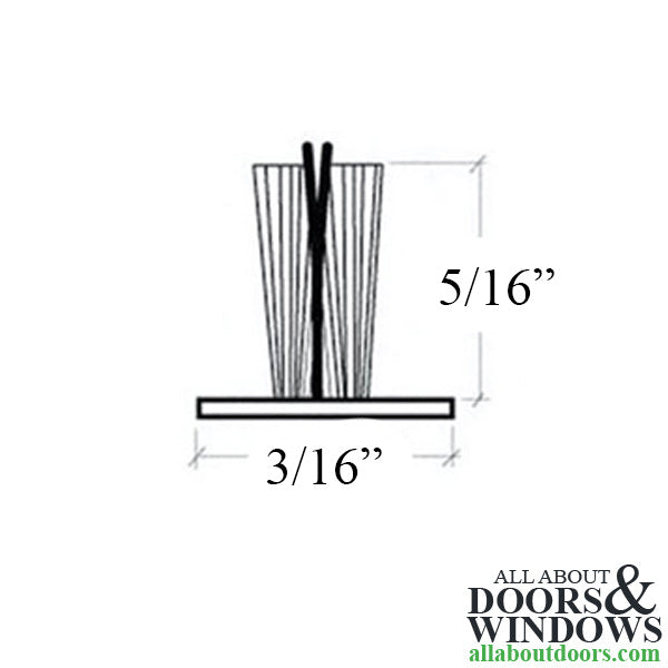 Weatherstrip - .187 T-Backing x .320 Fuzzy Pile, with Fin Seal - Choose Color - Weatherstrip - .187 T-Backing x .320 Fuzzy Pile, with Fin Seal - Choose Color