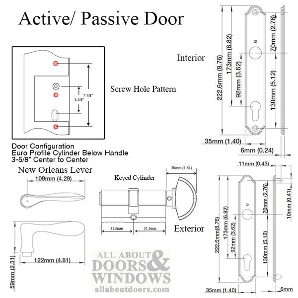 Handleset, New Orleans M1610/374N, Active - Satin Nickel - Handleset, New Orleans M1610/374N, Active - Satin Nickel