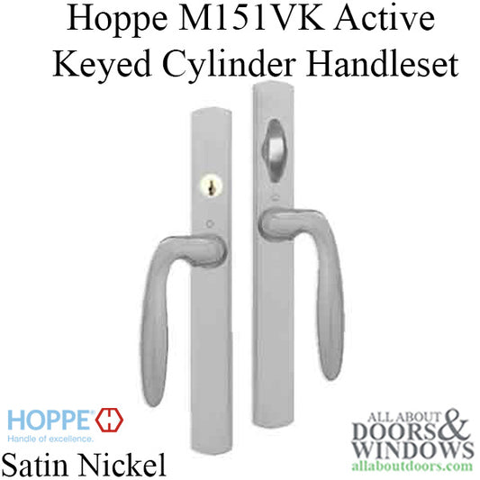 HOPPE HLS 9000 Sliding Door Handle Set Verona Lever Active Keyed Satin Nickel