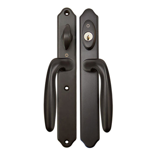 HOPPE HLS 9000 Sliding Door Traditional Handle Set with Verona Lever Active Keyed Rustic Umber