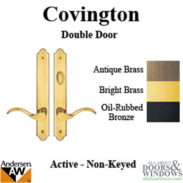 Hardware Kit, Double Door, Covington, Active / Passive -  Bright Brass - Hardware Kit, Double Door, Covington, Active / Passive -  Bright Brass