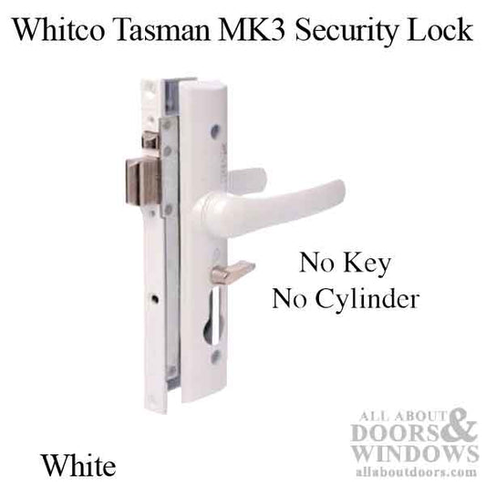 Whitco Tasman MK3 Mortise Lock + Handles, NO Cylinder - White