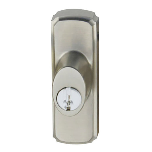 Andersen Gliding Door Lock - Newbury Outside Keylock with Housing - Schlage Keyway - Satin Nickel Finish - Left-Handed