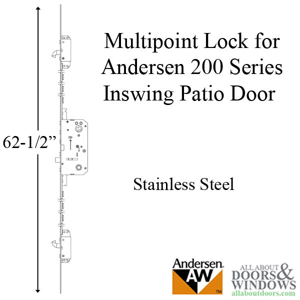 Andersen 200 Series 3-point Lock, Universal, 62-1/2 Inch Faceplate Length - Andersen 200 Series 3-point Lock, Universal, 62-1/2 Inch Faceplate Length