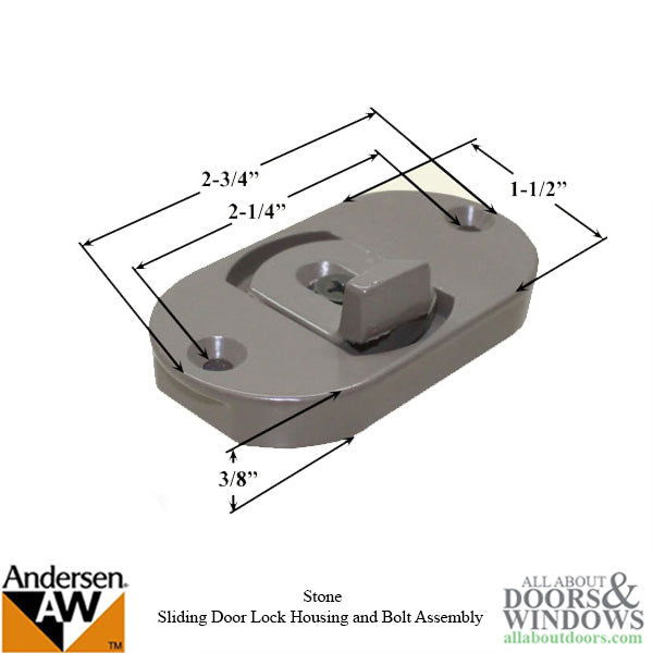 Andersen 3-Panel  Perma-Shield Gliding Door - Lock Housing and Bolt Assembly,  - Stone - Andersen 3-Panel  Perma-Shield Gliding Door - Lock Housing and Bolt Assembly,  - Stone