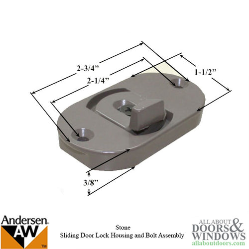 Andersen 3-Panel  Perma-Shield Gliding Door - Lock Housing and Bolt Assembly,  - Stone - Andersen 3-Panel  Perma-Shield Gliding Door - Lock Housing and Bolt Assembly,  - Stone