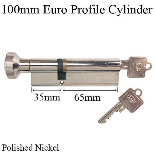 BKS Euro Profile cylinder 35/65 100mm, Yale Keyway - Polished Nickel - BKS Euro Profile cylinder 35/65 100mm, Yale Keyway - Polished Nickel