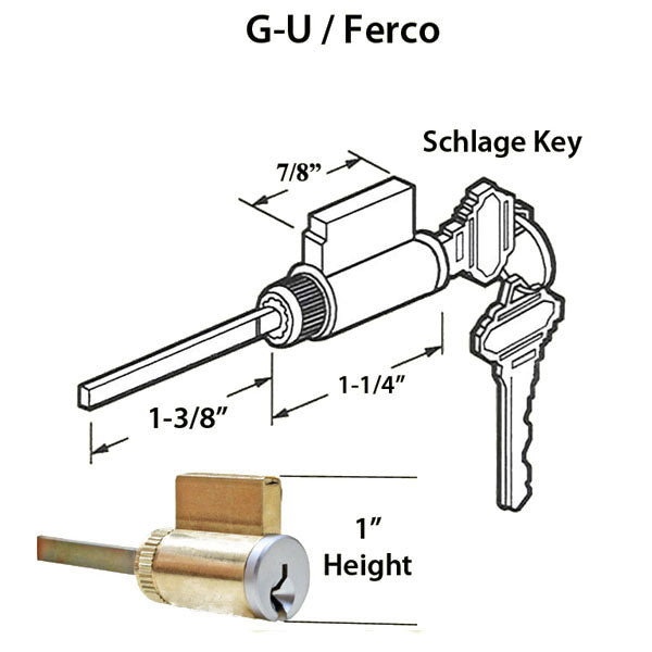 G-U / Ferco 2-1/4 door (57mm) Cylinder Tail Piece - G-U / Ferco 2-1/4 door (57mm) Cylinder Tail Piece