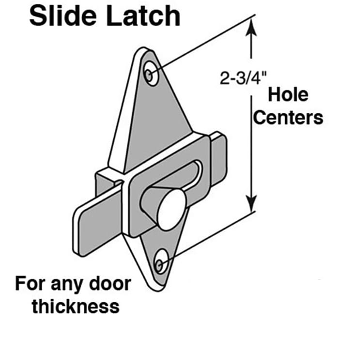 Slide Latch - 2-3/4 Inches - Hole Centers - Slide Latch - 2-3/4 Inches - Hole Centers