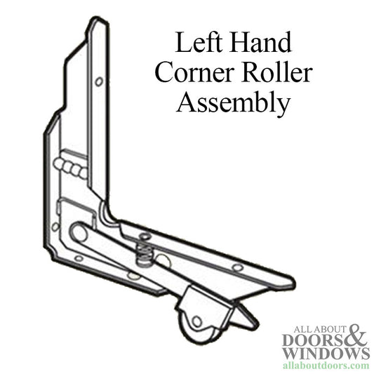 DISCONTINUED Left Hand Corner Insert Roller Assembly with 1 Inch Nylon Wheel for Sliding Screen Door - Gray Steel