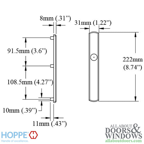 HOPPE Contemporary Exterior Backplate M216N for Inactive Handlesets - Satin Nickel - HOPPE Contemporary Exterior Backplate M216N for Inactive Handlesets - Satin Nickel